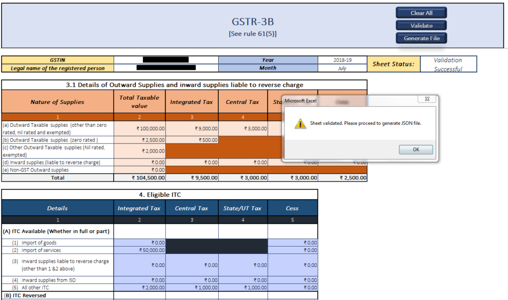 File GSTR-3B Validate Sheet