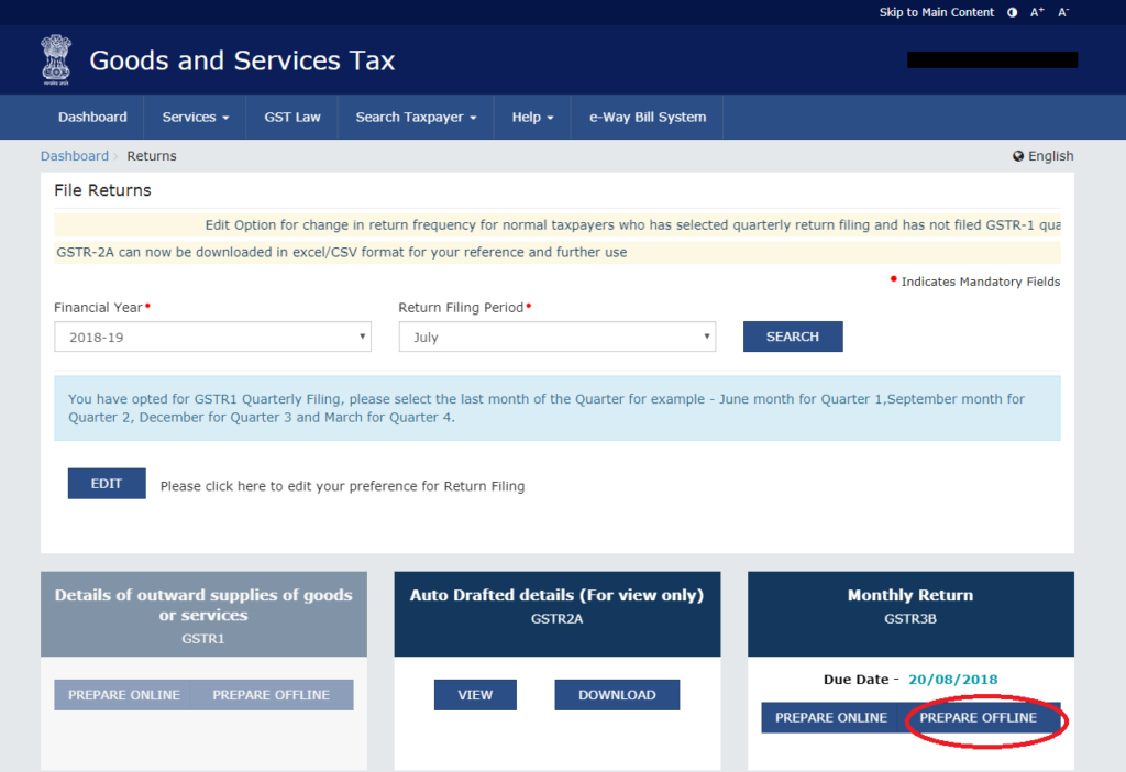 GSTR 3B-Prepare-Offline