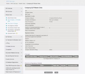 MCA Website : View Master Data - Learn by Quicko