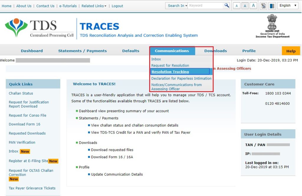 TRACES - Tracking Resolution - Communications