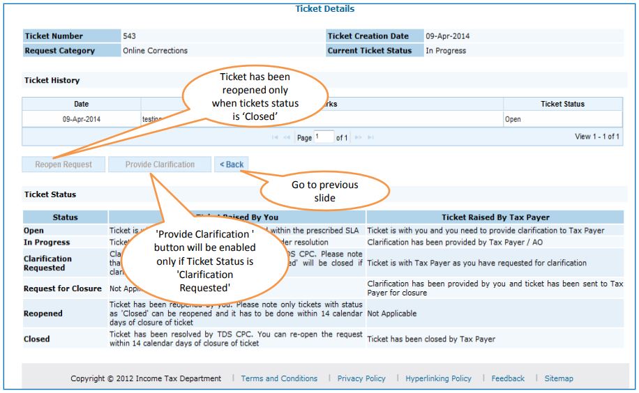 TRACES - Tracking Resolution - Reopen Request or Provide Clarification