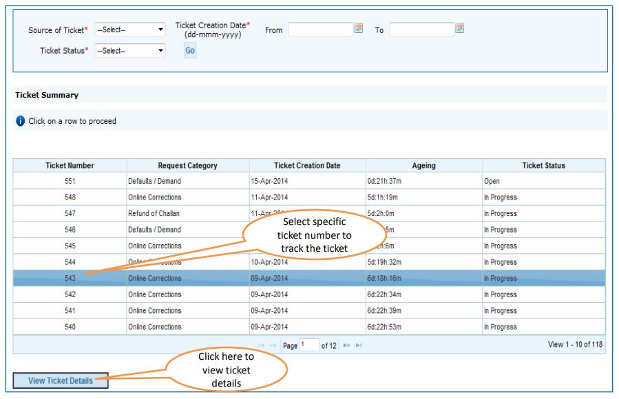 TRACES - Tracking Resolution - View Ticket Details