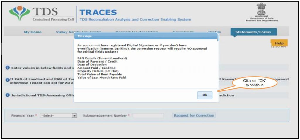 TRACES - Form 26QC Correction - AO Approval for Correction