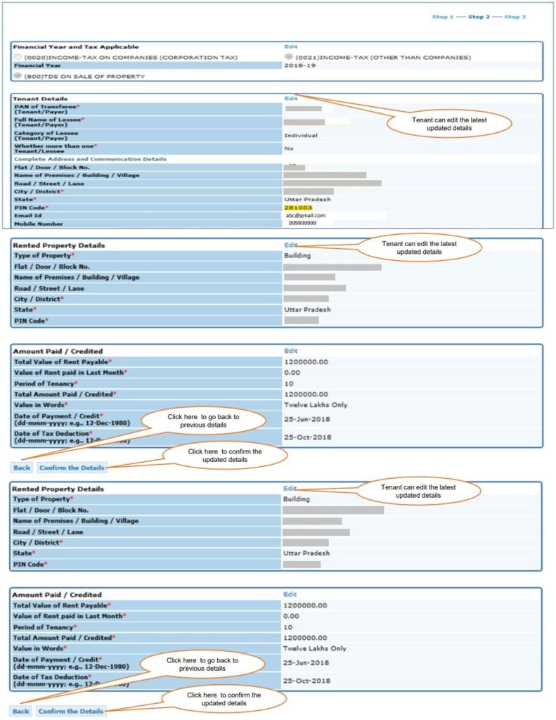 TRACES - Form 26QC Correction - Confirmation Page