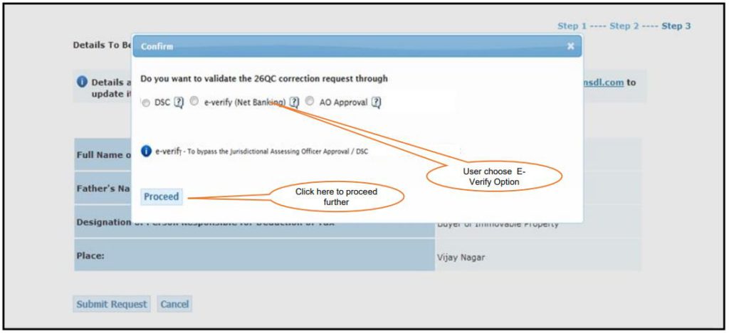 TRACES - Form 26QC Correction - Validate Correction Request