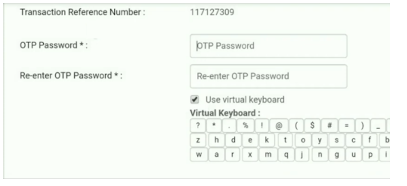 canara bank net banking OTP