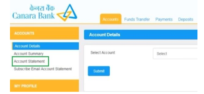 canara bank statement