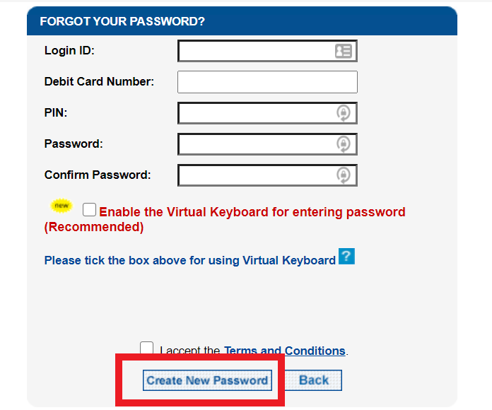Create new password