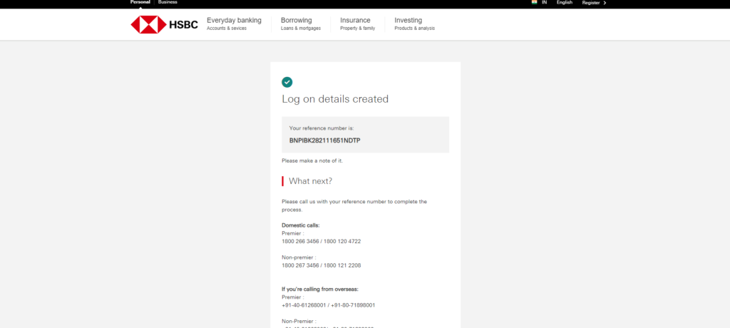 hsbc new password