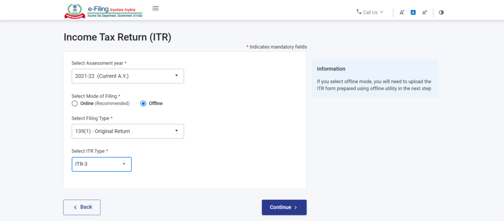 File ITR Using Offline Mode