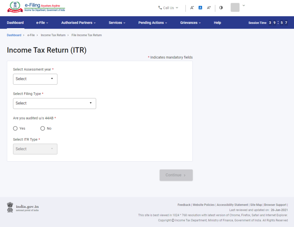 www.incometax.gov.in - Enter Details to Procure Prefilled Data